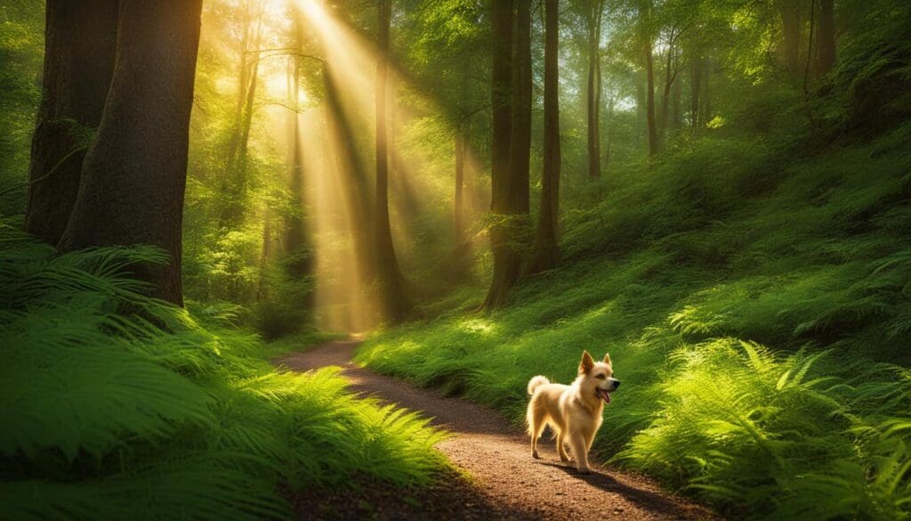 hond wandelen in de natuur