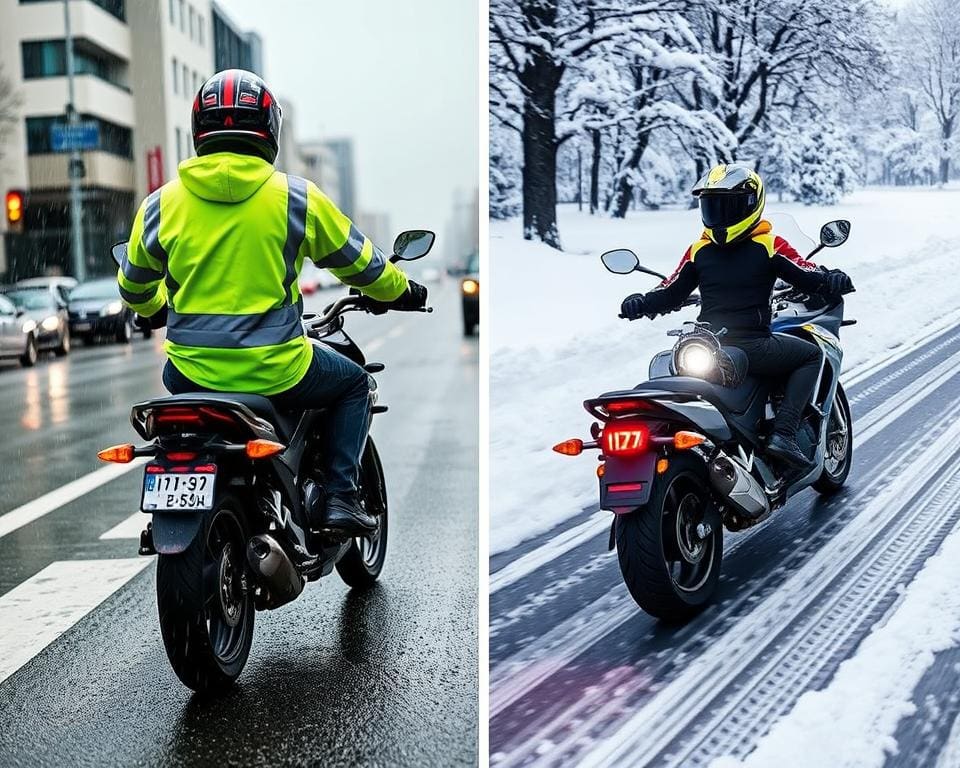 tips voor motorrijden in regen en sneeuw