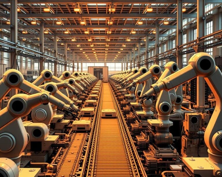 Industriële robots die productielijnen volledig automatiseren