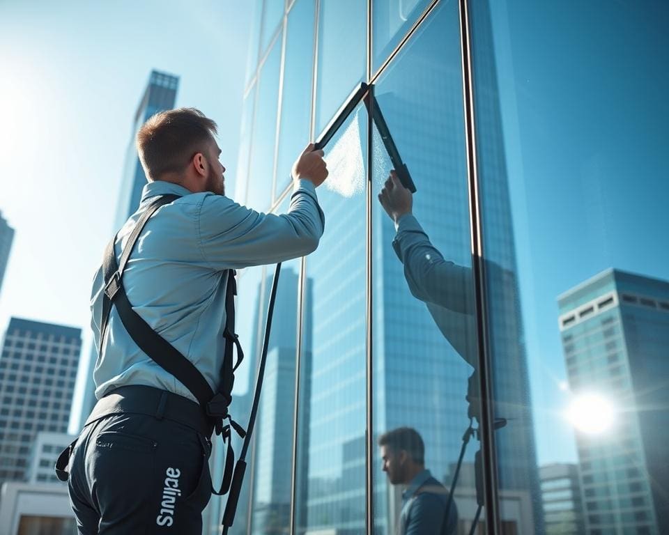 Wat doet een glazenwasser bij kantoorpanden?